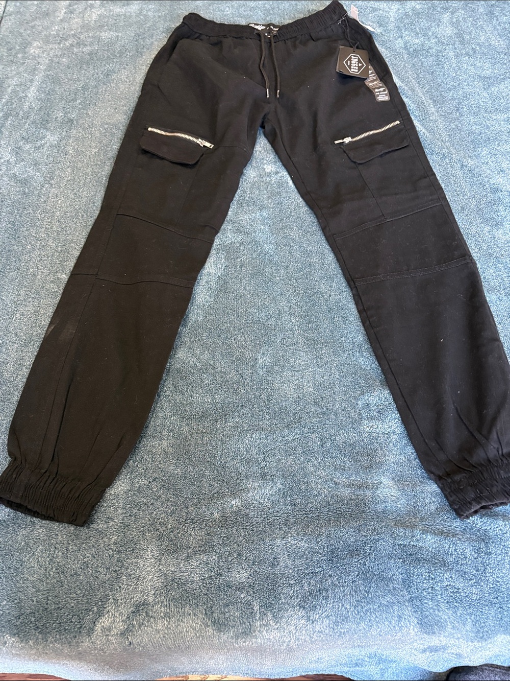 Brooklyn Cloth Men's Black Cargo Joggers with Zipper Pockets